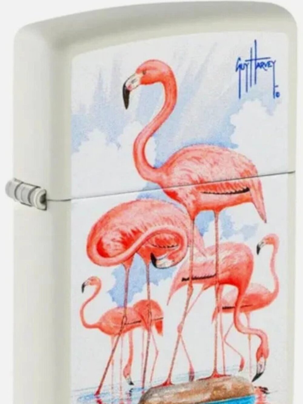 Sharp Guy Harvey Flamingo White Zippo Lighter